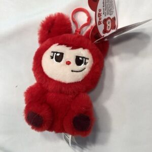 Playful Red Plush Keychain